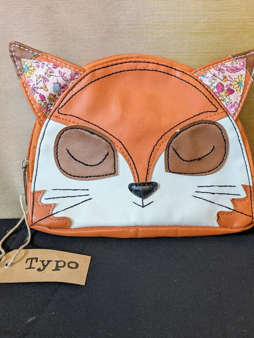 NWT Typo Fox Shaped Coin Purse Zippered Pouch